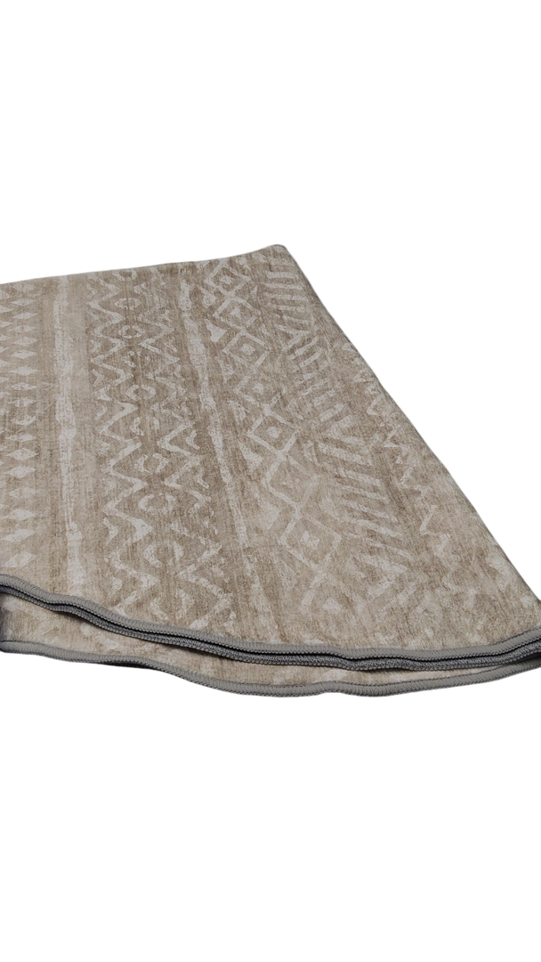 Beige Area Rug, 6x6 Ft Round, for Kitchen Bedroom Entryway Bedroom Living Room, Thin Flatweave Stain ResistantVintage Distressed Rugs Accent Floor Carpet Non Slip Washable