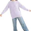 Girls Long Sleeve Shirts Casual Tees Raglan Crewneck Sweatshirts Loose Fit Pullover with Pockets for 6-13 Years (Purple)