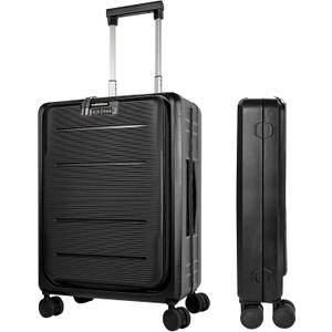 20-Inch Lightweight Collapsible Expandable Carry-On Suitcase  Water and Impact Resistant, Silent Double Spinner Wheels, Airline Approved (Black)
