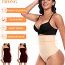 Tummy Control Thong Shapewear for Women High Waisted Body Shaper Panties Shaping Thong Girdle Underwear (Beige, XXL)