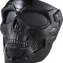 Skull Full Face Tactical Masks with PC Lens Eye Protection for CS Survival Games Shooting Cosplay Movie Paintball Halloween Scary Masks, Motorcycle Goggles Mask, Black, 19cmx18cm
