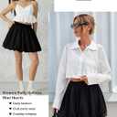 COZYPOIN Womens Bubble Skirt Boho Elastic High Waisted Cute Ruffle Puffy Balloon Shorts Y2K Going Out Mini Skorts Pockets(Black-XL)