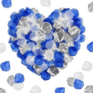 1200 Pcs Rose Petals,Blue White Silver Rose Petals Decoration Silk Rose Petals for Romantic Night for Her Set Wedding Party Flower Girl Petals Fake Flower Petals Artificial Silk Rose Petals