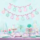 Mermaid Happy Birthday Banner - Mermaid Birthday Party Decorations, With A Textured Fin And Sequins, Ocean Themed Banner Garland, Under The Sea Themed Party Supplies