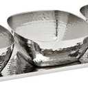 Godinger Silver Art 4-piece 5 Oz. 11" Hammered Stainless Steel Relish Tray Platter Set With 3 Square Bowls