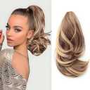 DAXSRXI Claw Clip Ponytail Extension, Clip in Ponytail, 10 Inch, P9/27 | Ash brown & honey blonde highlights, Ponytail Extension, Pony Tails Hair Extensions, Hair Ponytail Extension