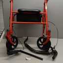 Drive Medical 10257RD-1 4 Wheel Rollator Walker With Seat, Steel Rolling Walker, Height Adjustable, 7.5" Wheels, Removable Back Support, 300 Pound Weight Capacity, Red