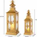 TRIROCKS Set of 2 Decorative Lanterns 21.5'' & 16" H Vintage Hanging Tower Lantern Metal Candle Holder with Tempered Glass for Indoor Outdoor Home Decor Parties Garden Wedding Patio(Gold)