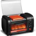 Elite Gourmet EHD-051BX Hot Dog Toaster Oven, Steel Rollers, 4-Bun, Black, 4 Bun Capacity/NEW VERSION