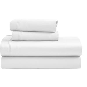 Superior Egyptian Cotton 4 Piece Sheet Set, Luxury 1500 Thread Count, Modern Design, Sustainable Sheets, Ultra-Soft Basics, Solid, Deep Pocket Fitted Sheet, Flat Sheet, Pillowcases, Queen, White