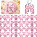 50 Pcs Pink Bow Satin Napkins Coquette Bows Party Decors 5 x 5 Inch Coquette Silky Table Napkin Bow Theme Party Supplies for Valentine's Day Wedding Banquet Birthday Baby Shower Decors