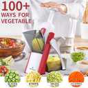 ONCE FOR ALL Safe Mandoline Slicer 5 in 1 Vegetable Cutter, Strips Julienne Dicer Adjustable Thickness 0.1-8 mm for Kitench Fast Meal Prep (Red)