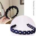 2-in-1 Decorative Hair Clips Non-Slip Grip - Nylon Braid Headbands for Women - Comfortable Accessories for All Types(braided blackMetal navy blue)