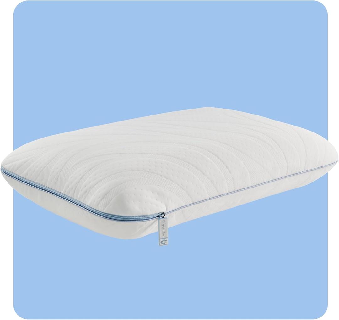 Sealy Dreamlife Queen Size Memory Foam Cooling Pillow with Surface Guard Technology, Removable Machine-Washable Cover, White, Standard