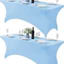 2Pack Spandex Table Cover for 6Ft or 4fT or 8ft Table Universal Fitted Stretch Tablecloth for Party, Banquet, Wedding and Events-Blue Mist