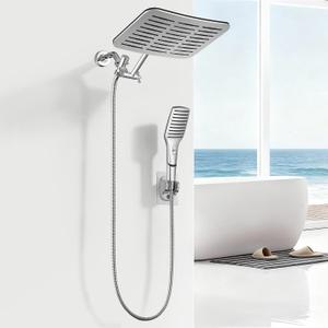 XXL 12.2" Rain Shower Head with Handheld Spray Combo, High Pressure Rainfall Shower Head, Height Adjustable Dual Shower Head, Luxury Waterfall Showerhead Bathroom