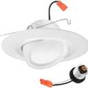 Juno 5"/6" Inch Adjustable LED Recessed Lighting, RetroBasics Series Adjustable Gimbal LED Downlight Trim Kit, 5"/6" Ceiling Light with 5-in-1 Switchable White Color, 700 Lumens, Matte White