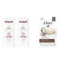 Dove Advanced Care Antiperspirant Deodorant Stick Caring Coconut Twin Pack 2.6 oz & Dove Beauty Bar Coconut Milk More Moisturizing 3.75 Ounce 6 Count