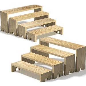 2 Set Large Wooden Tiered Riser Display Stands for Vendor Events,Stackable Perfume Organizer Cologne Stand for Men Women,Wooden Cupcake Dessert Stand,Wood Dessert Table Display Set,Food Display Risers for Party12-11.2-10.4-9.6IN
