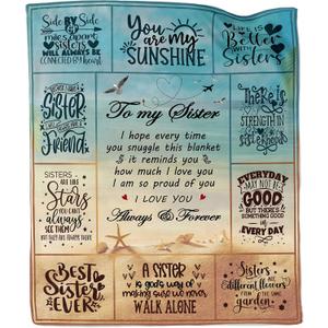 Sister Gifts Blanket, Sister Birthday Gifts Ideas, Birthday Gifts for Sisters, Best Sisters Ever Gift for Women, Mothers Day Christmas Big Sis Gifts Soft Flannel Throw Blanket 60"X50" (To My Sister)