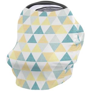 Nursing Cover for Breastfeeding Scarf, Geometric Blue Yellow White Baby Car Covers Super Soft Multi Use for Canopy Shopping Cart Cover Blanket Stroller Cover