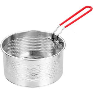 Tenta Kitchen Pasta Strainer Boiling Blanching Colander Vegetable Steamer Basket Stainless Steel Fryer Basket with Removable handle Insert for Veggie Fish Seafood Cooking and heat food 8 inch