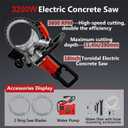 3200W 110V 16 inch Electric Concrete Ring Cutting Saw, Max Cutting Depth 11.4 inch with 2 Blades & Smart Water Pump, Power Circular Saws Brick Walls, Cement Blocks and Marble
