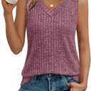 AUTOMET Womens Tank Tops Summer Sleeveless Shirts Spring 2026 V Neck Loose Fit Casual Clothes Trendy Fashion Outfits, Medium