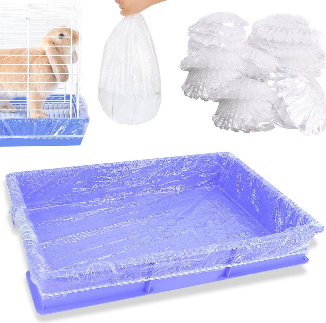 upcessory 50 pcs Disposable Cage Liners, Clear Plastic Rabbit Cage Liner Bag, Universal Toilet Film for Bunny, Hamster, Totoro, Hedgehog, Guinea Pig and Small Animals.
