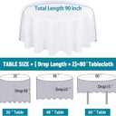 Kesfey 6 Packs White Round Table Cloths 90 Inch White Polyester Circle Bulk Linen Tablecloth Wrinkle Resistant Tablecloths Washable High Density Fabric Tablecovers for Wedding Camping Banquet Parties