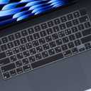 Korean Keyboard Cover for Apple 2026 2025 2024 2023 MacBook Air Laptop with M5 M4 M3 M2 chip 15.3-inch A3448 A3241 A3114 A2941,MacBook Air 13.6 inch A3449 A3240 A3113 A2681 Skin Protector-Black