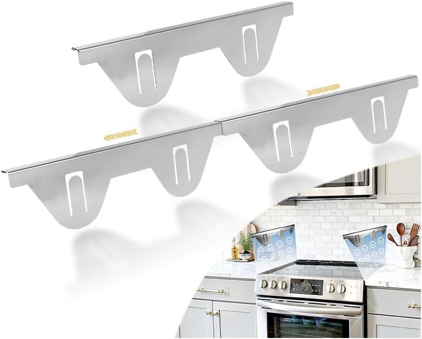 Stove Gap Covers Stainless Steel, Stove Gap Fillers, Stove Counter Gap Covers, Retractable Length 13.8" to 27.5", Width 0.79" Stove Side Gap Covers,(2PCS, Silver)