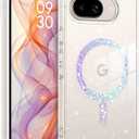 BENTOBEN for Google Pixel 9a Case Clear Glitter, [Compatible with MagSafe] Pixel 9A Magnetic Phone Case Transparent Crystal Shockproof Women Girl Protective Cover for 9a 6.3 inch, Shiny Bling Clear