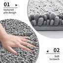 Toilet Rug 24x24 Inch - Grey U-Shaped Bathroom Floor Mat, Soft Shaggy Plush Absorbent Chenille Contour Rug, Non-Slip Washable Pedestal Base Rug