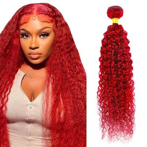 Curly Human Hair Bundles 24 Inch Color Light Red Single Bundle Human Hair Kinkycurly Wave Burgundy 100g Per 1 Bundle Brazilian Virgin Remy Hair Extensions For Black Woman