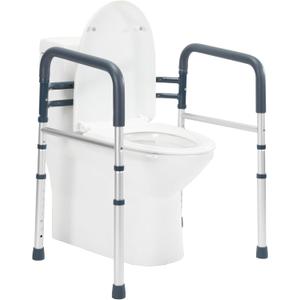 Toilet Safety Rails, Folding & Portable Bathroom Toilet Handles for Elderly, Seniors, Handicap & Disabled, Adjustable Toilet Safety Frame Fit Any Toilets (350 LB) (Blue)