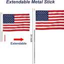 TOPFLAGS 12x18 Small American Flag on Stick 3 Pack Mini US Flags 12x18 Inch Metal Handheld Pole for Outside 4th of July Memorial Day USA 250th Anniversary Patriotic Decorations