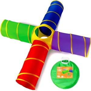 Play22 4-Way Play Tunnel for Kids to Crawl Through 8 Feet - Kids Play Tunnels for Toddlers Indoor/Outdoor Fun, Dogs Tunnel Ball Pit - Pop Up Tent Tunnel Foldable Into A Carrying Bag