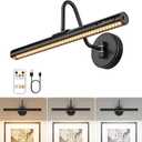 VOLISUN Picture Lights for Wall, 15.7'' Rechargeable Picture Light Battery Operated, 3 Color Temps Cordless Picture Light with Remote, Magnetic Art Light for Painting, Gallery, Portrait, 1 Pack(Black)