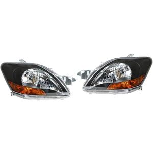 labwork Replacement for Yaris Sedan 2007-2011 Black Housing Projector Headlight Assembly Pair Left+Right Side (Passenger Driver Side)