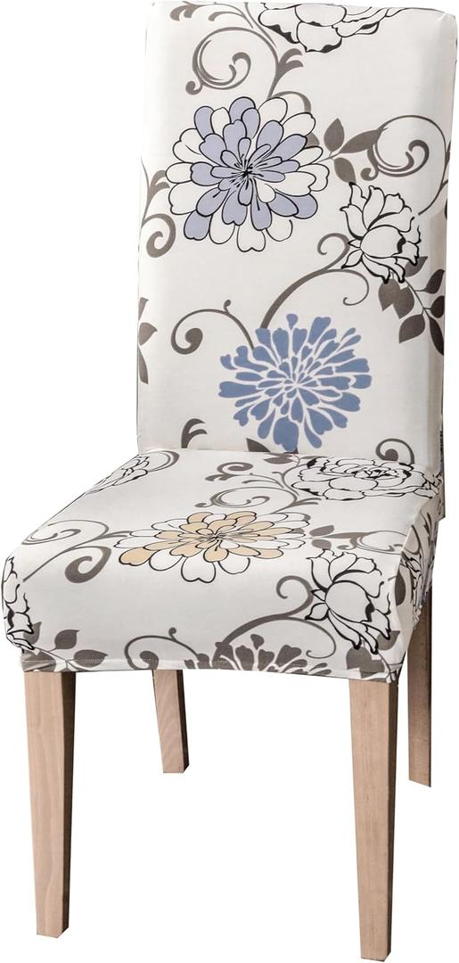 Stretchy Parson Chair Slipcovers for Dining Room Chair seat Covers Chair Protectors for Party Pet Protection Universal Fit Soft Polyester (Set of 6, Chrysanthemum)