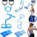 6 Pcs Fitness Resistance Exercise Bands 6 Tube Pedal Puller Resistance Band Set for Women Weight Loss Thigh Training Workout Equipment Elastic Arms Abdomen Shoulder Waist Leg Beginners Yoga (Blue)