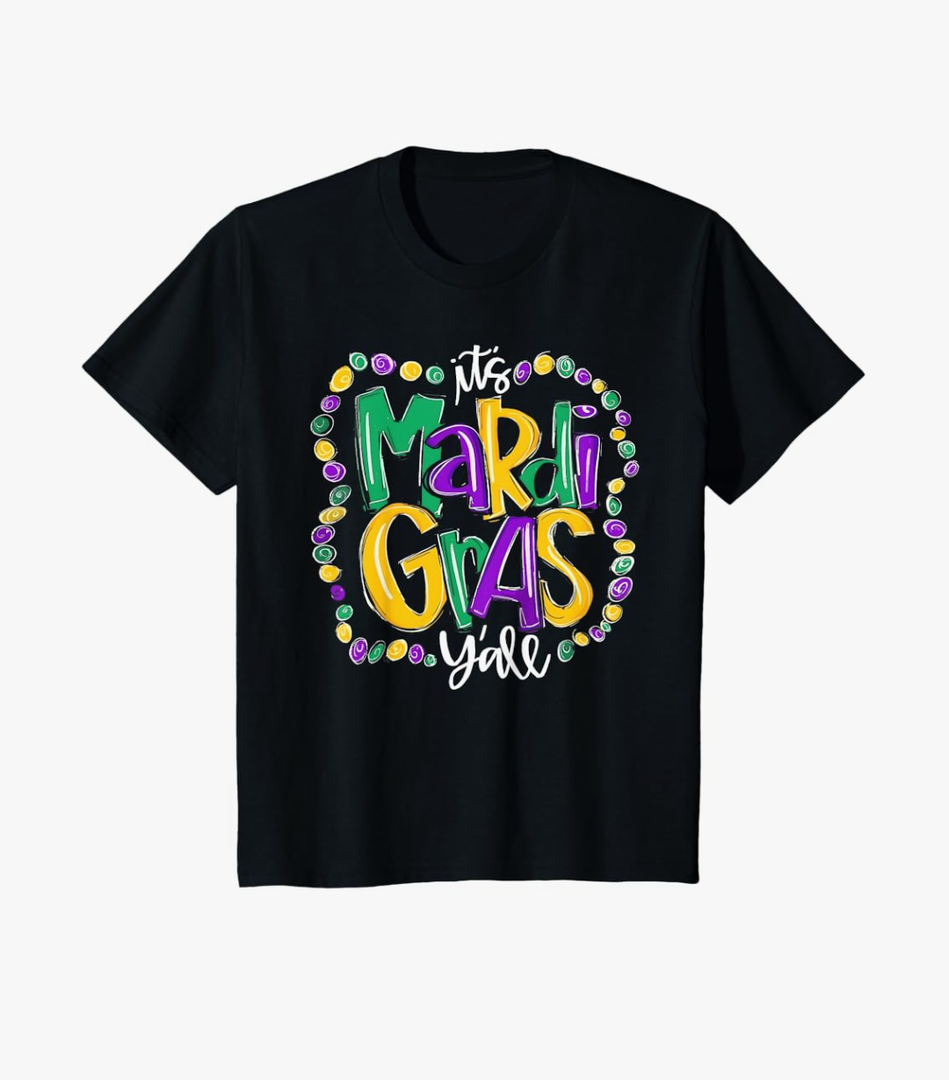 Its Mardi Gras Yall Tshirt Mardi Gras Party Mask Costume T-Shirt Size Youth M