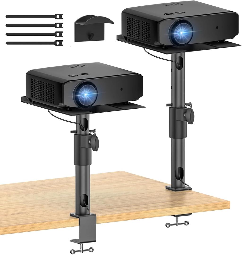 Height, Tilt & Swivel Adjustable Desktop Projector Stand Table for Aurzen Nebula XGIMI VANKYO Jinhoo AuKing Epson and Most Projectors. Desk Projector Stand Clamp on Desktop Wr Headphone Holder, 2 Pack Black Height, Tilt & Swivel Adjustable Desktop Projector Stand Table for Aurzen Nebula XGIMI VANKYO Jinhoo AuKing Epson and Most Projectors. Desk Projector Stand Clamp on Desktop Wr Headphone Holder, 2 Pack Black