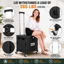 Boltly Folding Utility Cart Portable Rolling Crate Handcart Shopping Trolley Collapsible Tool Box, with Lid, Basket on 4 Rotating Wheels, for Grocery, Garden, Office, Storage, Teacher, Tool (Black)