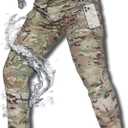 Men's Cargo Work Hiking Tactical Pants,10-Pocket,with Carabiner,Water Resistant,Lightweight Ripstop Outdoor Pants (36, Performance Camo)