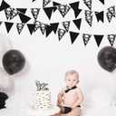 2 x 32Ft Black White Halloween Party Decorations Skull Fabric Pennant Pirate Banner Triangle Flag Bunting Garland Streamers for Halloween Pirate Birthday Jolly Roger Wedding Home Outdoor Party Supplies