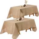 Kingdder Natural Burlap Tablecloth Farmhouse Fall Rectangle Burlap Table Cover Rustic Jute Tablecloth for Thanksgiving Autumn Harvest Holiday Party Kitchen Indoor Home Table(2 Pcs,63 x 108 Inch)