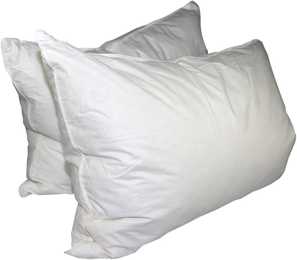 Hotel Feather and Down Standard Size Bed Pillow Set (2 Pack), White 