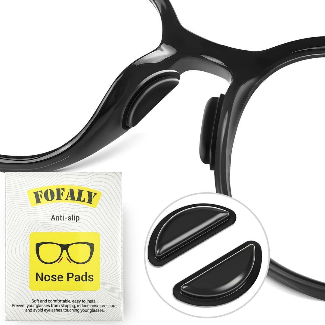 Nose Pads for Glasses, Anti-Slip Silicone Eyeglass Nose Pads, 2.5mm Heightened Airbag Cushions, Comfortable D-Shaped Adhesive Replacement Nose Pad for Sunglasses (5 Black Pairs)